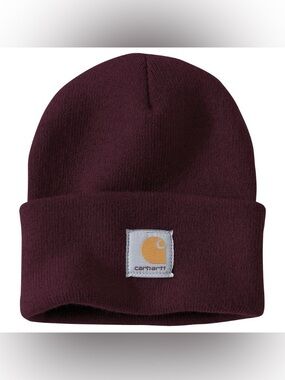 Carhartt Cuffed Knit Beanie in Plum/Wine color A18 model